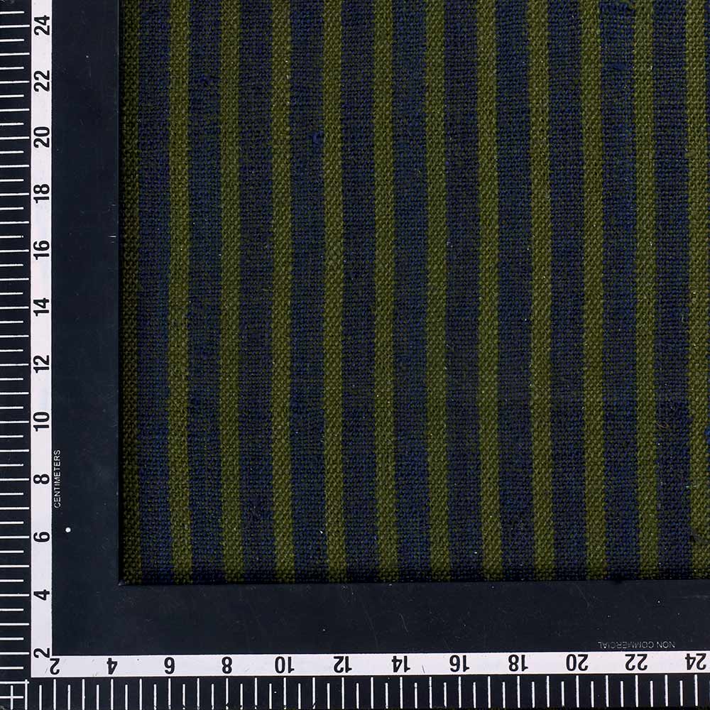 STRIPE OLIVE PURE KHADI 260 GSM HANDWOVEN FABRIC