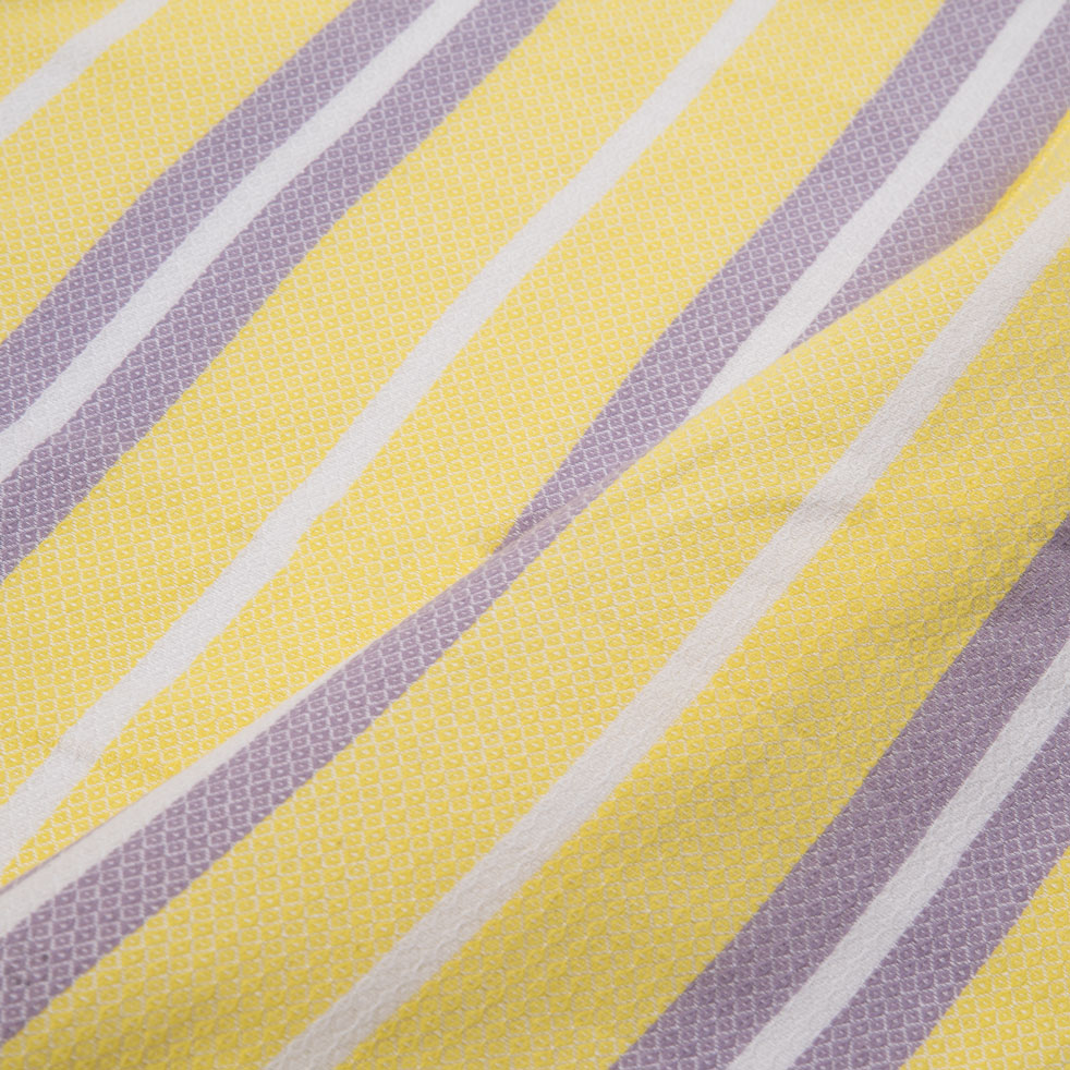 STRIPE YELLOW & LAVENDER JACQUARD MERCERISED COTTON 114 GSM FABRIC