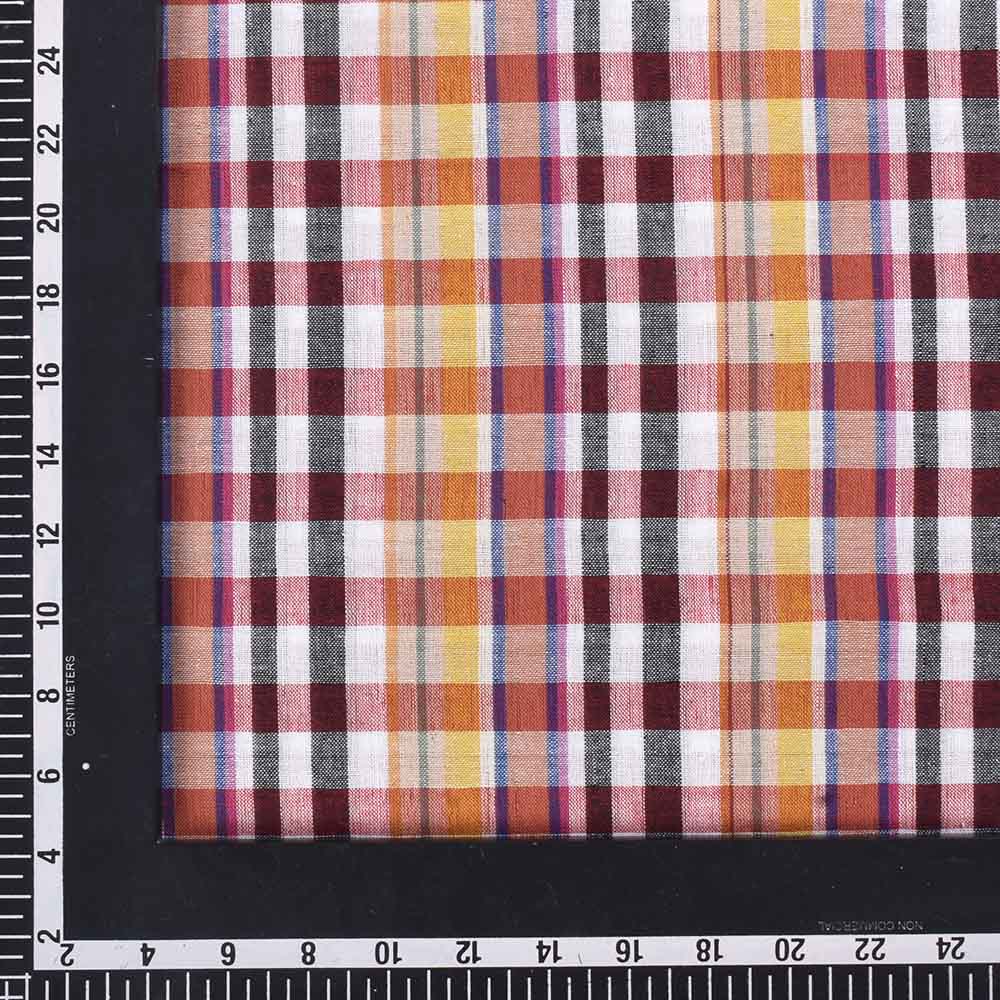 Check multicolour  pure 90 Gsm cotton handwoven fabric