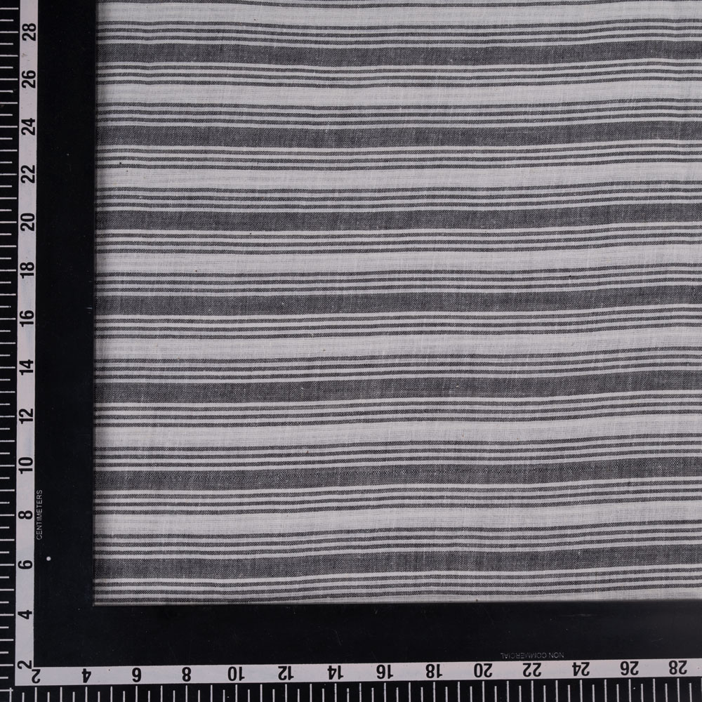 STRIPE BLACK & WHITE PURE COTTON 87 GSM HANDWOVEN FABRIC