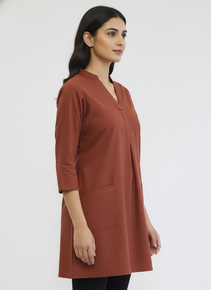 V-Neck Pleated Top