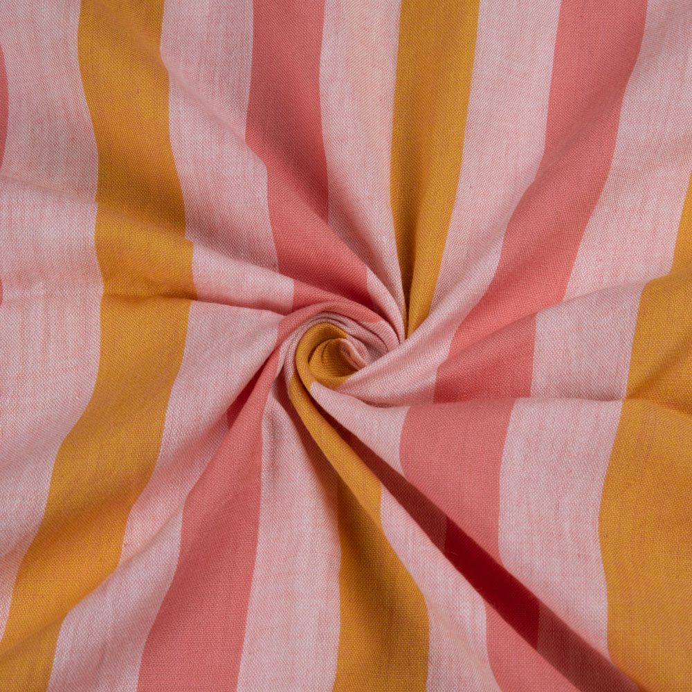 Stripe Orange & Pink Pure Cotton 92 GSM Handwoven Fabric 203