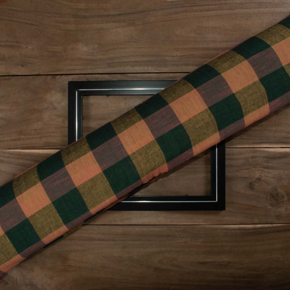 Check Multicolor Pure Cotton 110 GSM Handwoven Fabric 706