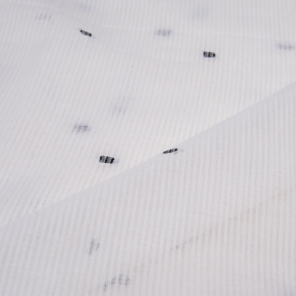 GEOMETRIC RIB WHITE JAMDANI 52 GSM HANDWOVEN COTTON FABRIC