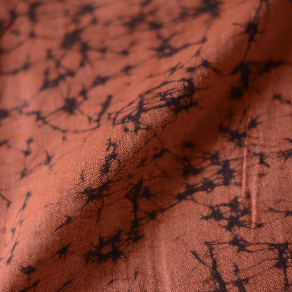 Abstract Brown Batik Cotton Khadi 112 GSM Fabric - Hand Printed 02