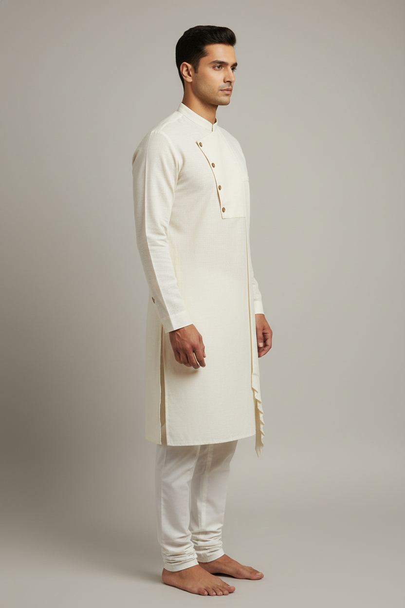 Pleated Men's Angrakha Kurta