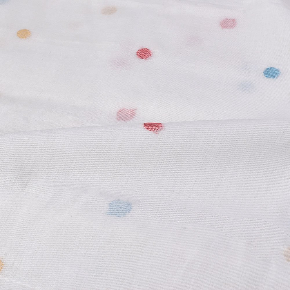 GEOMETRIC WHITE JAMDANI PURE COTTON 55 GSM FABRIC 175