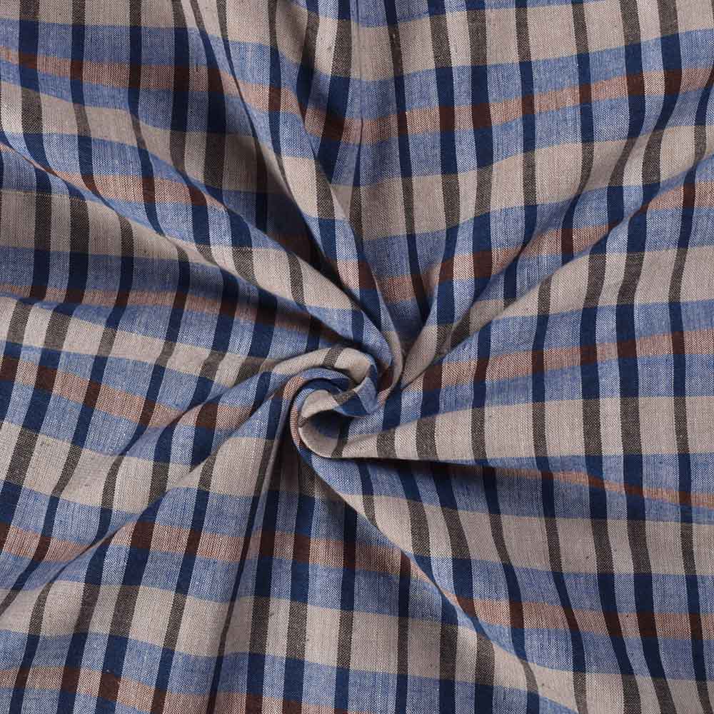 Check Multicolor Khadi Cotton 105 GSM Handwoven Fabric 578