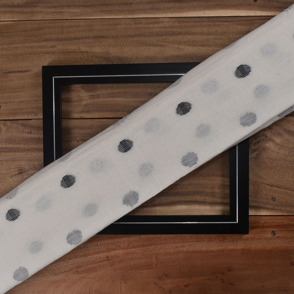 Polka Dot White Jamdani Cotton Silk Blend 62 GSM Fabric