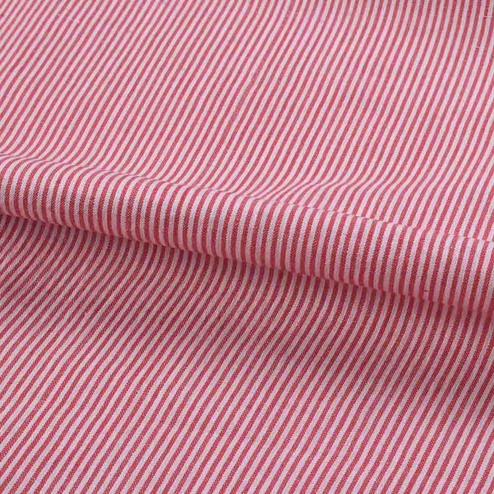 STRIPE RED & WHITE PURE COTTON 69 GSM HANDWOVEN FABRIC
