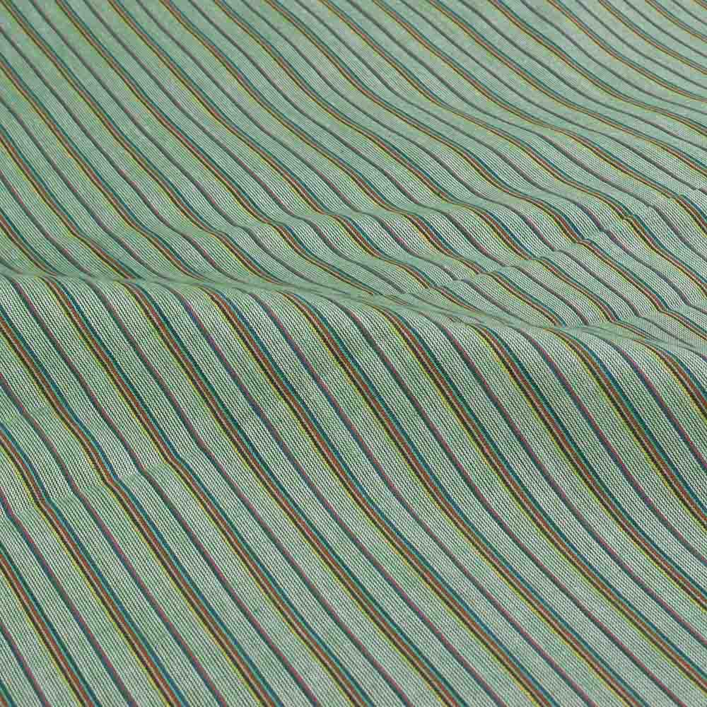 STRIPE GREEN PURE COTTON 83 GSM HANDWOVEN FABRIC
