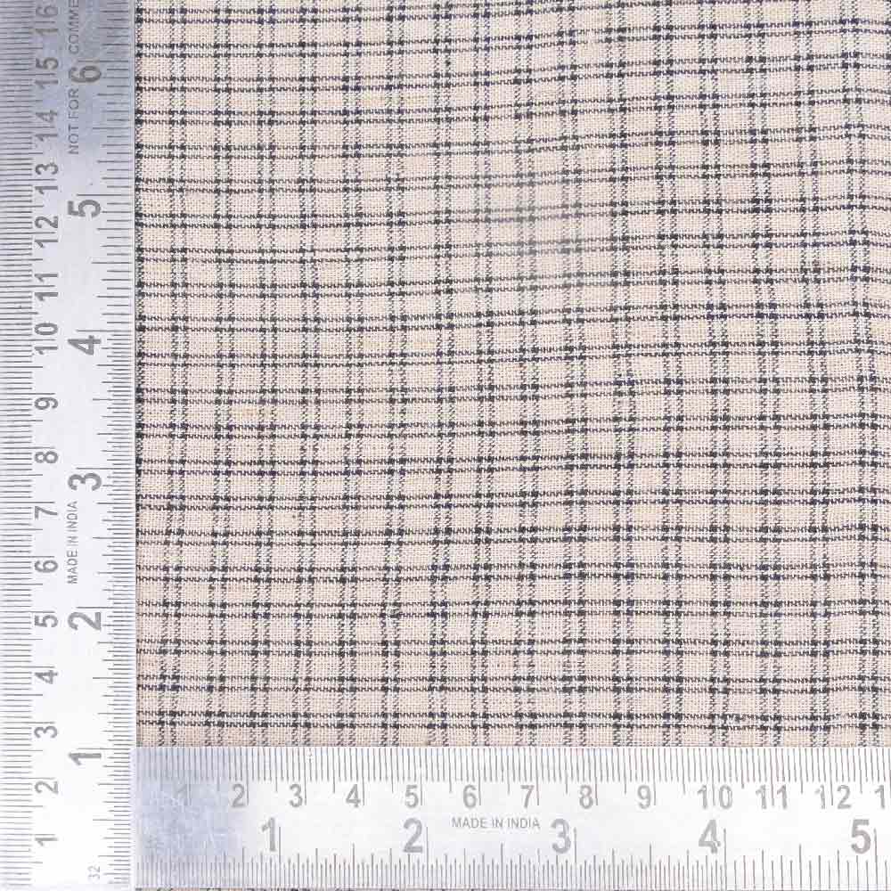 CHECK BLACK & CREAM PURE LINEN 123 GSM HANDWOVEN FABRIC