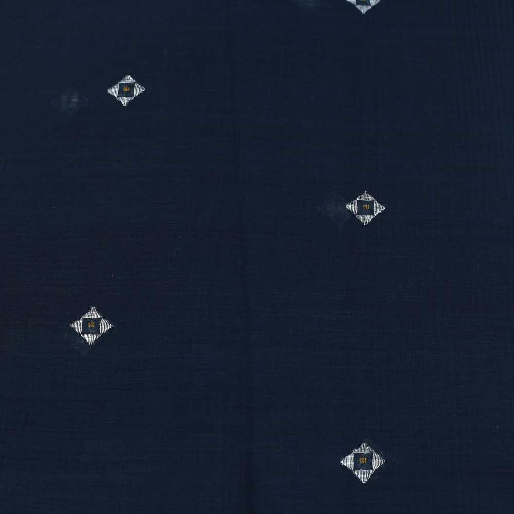 GEOMETRIC DARK BLUE JAMDANI PURE COTTON 55 GSM FABRIC