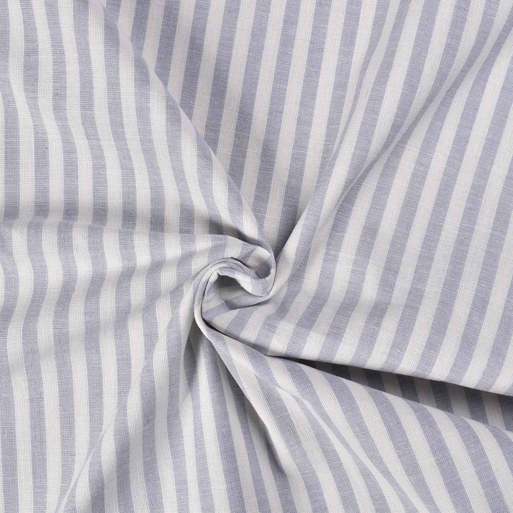 Stripe White Grey Pure Khadi 160 GSM Handwoven Fabric