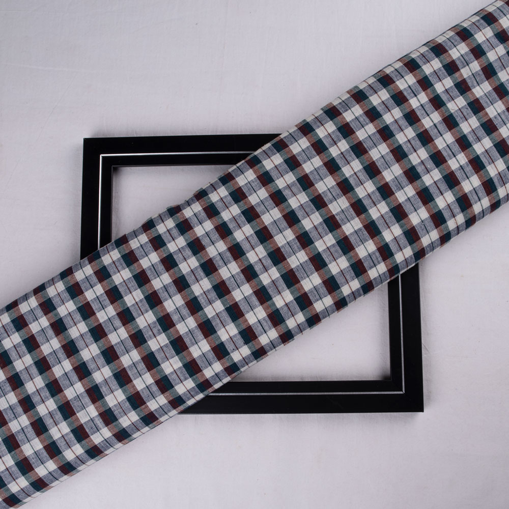 Check Multicolor Pure Cotton 98 GSM Handwoven Fabric 228