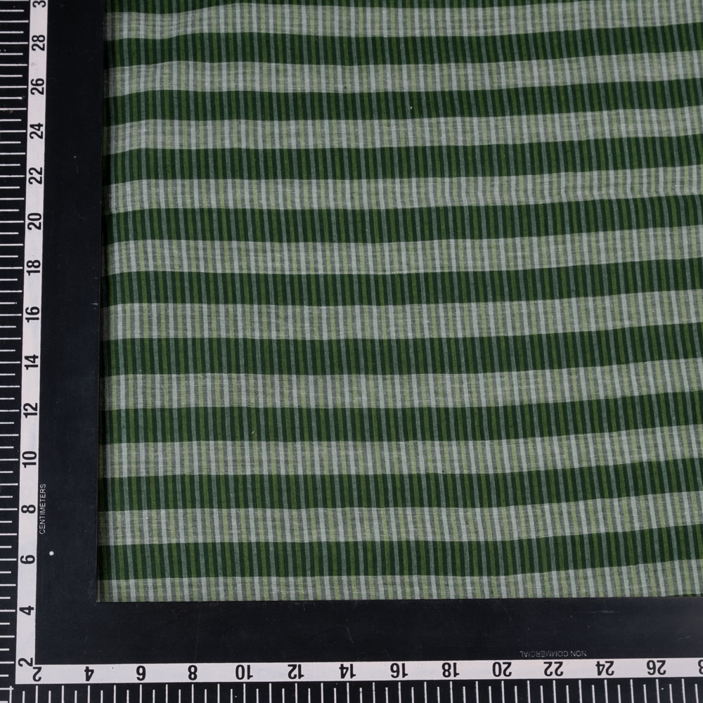 CHECK GREEN PURE COTTON 58 GSM HANDWOVEN FABRIC