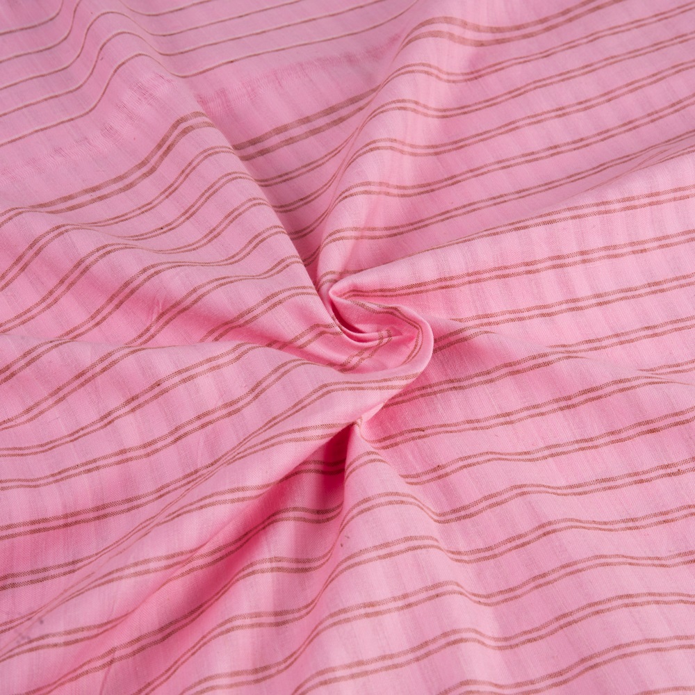 Stripe Pink Pure Cotton 87 GSM Handwoven Fabric