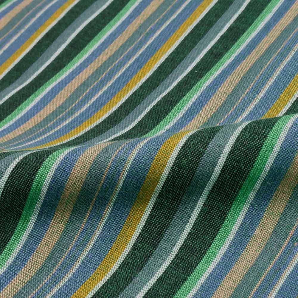 STRIPE GREEN PURE COTTON 100 GSM HANDWOVEN FABRIC 217