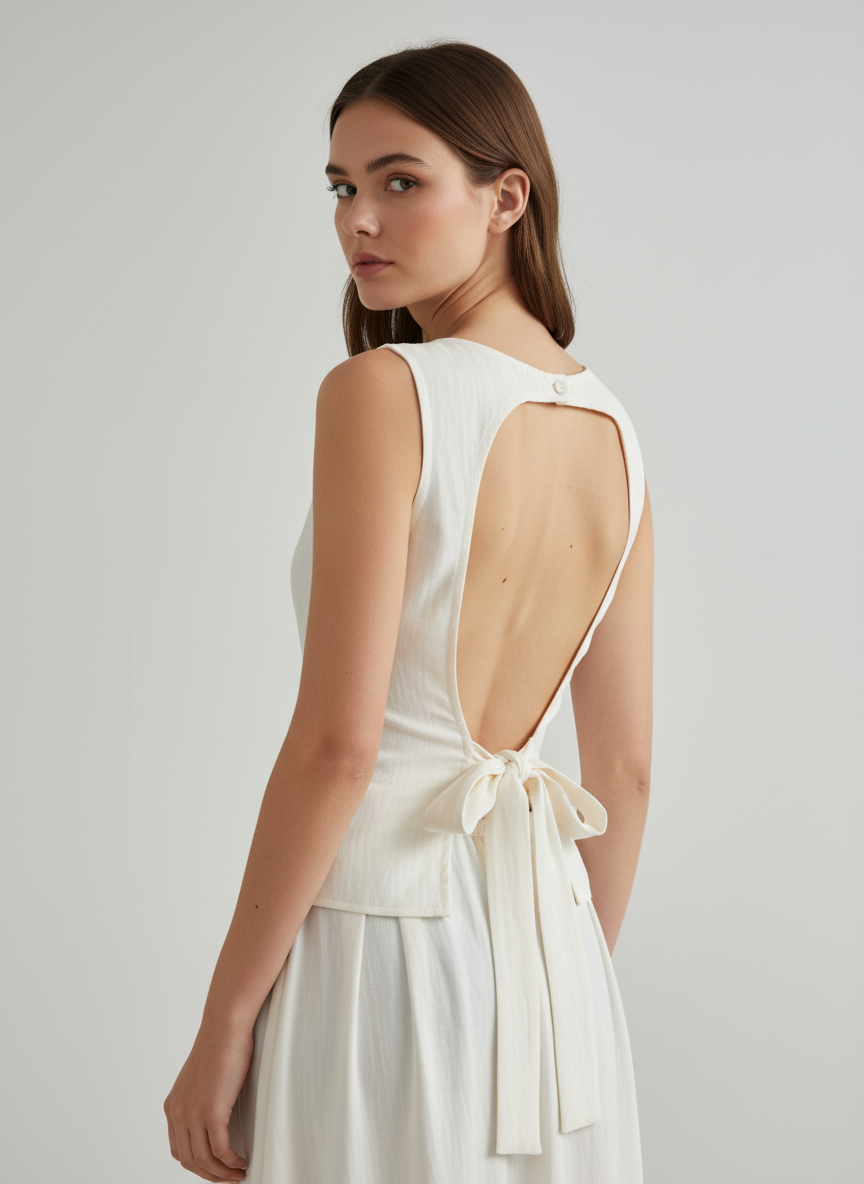 Top & Waist Closure Open Back Top