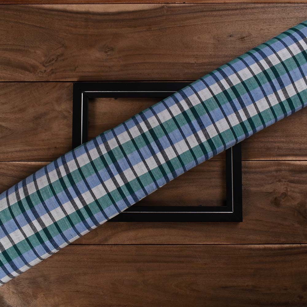 Check Multicolor Pure Cotton 95 GSM Handwoven Fabric 589