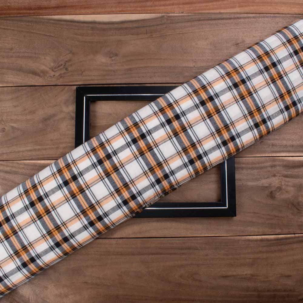 Check Multicolor Pure Cotton 95 GSM Handwoven Fabric 616