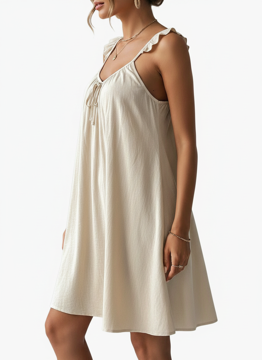 Casual Shoulder Ruffles Shift Dress