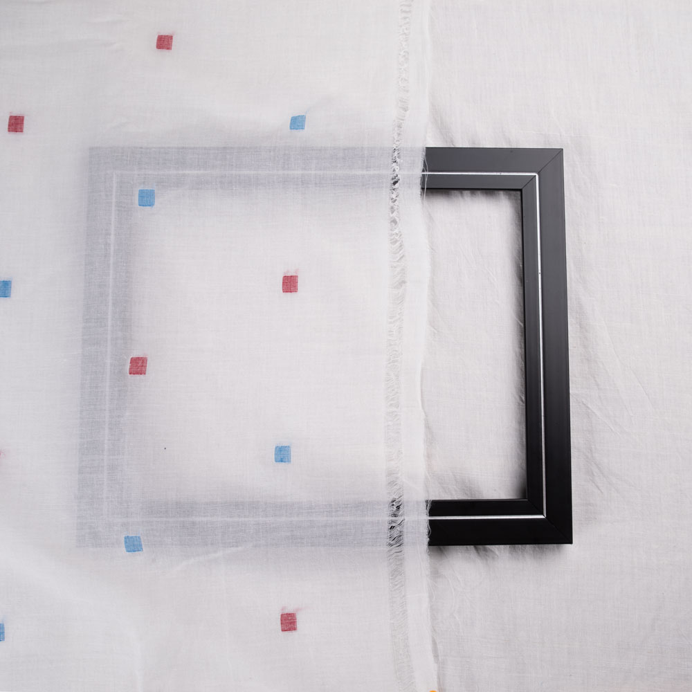 GEOMETRIC WHITE JAMDANI PURE COTTON 57 GSM HANDWOVEN FABRIC