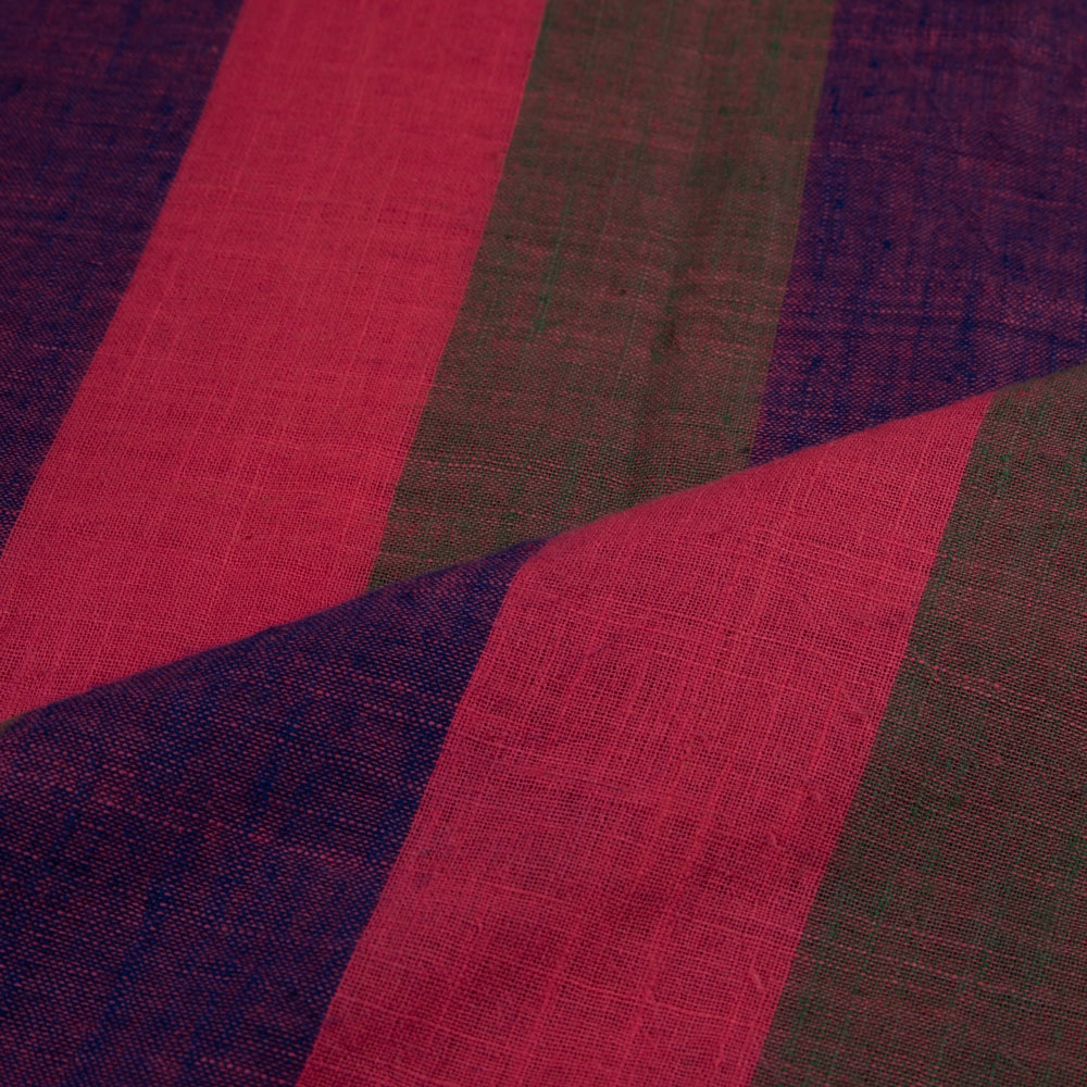 STRIPE MULTICOLOUR PURE COTTON 97 GSM HANDWOVEN FABRIC