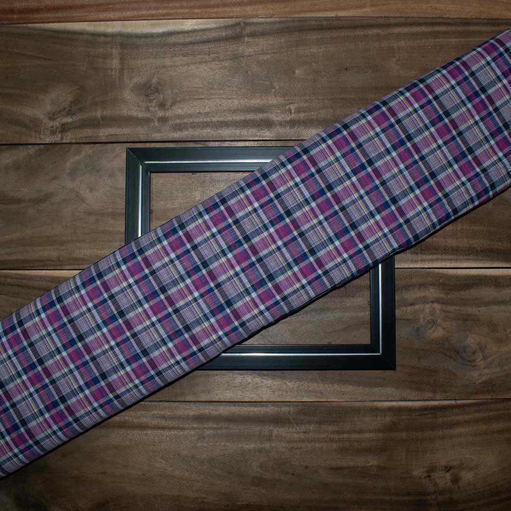 Check Multicolor Pure Cotton 60 GSM Handwoven Fabric 637
