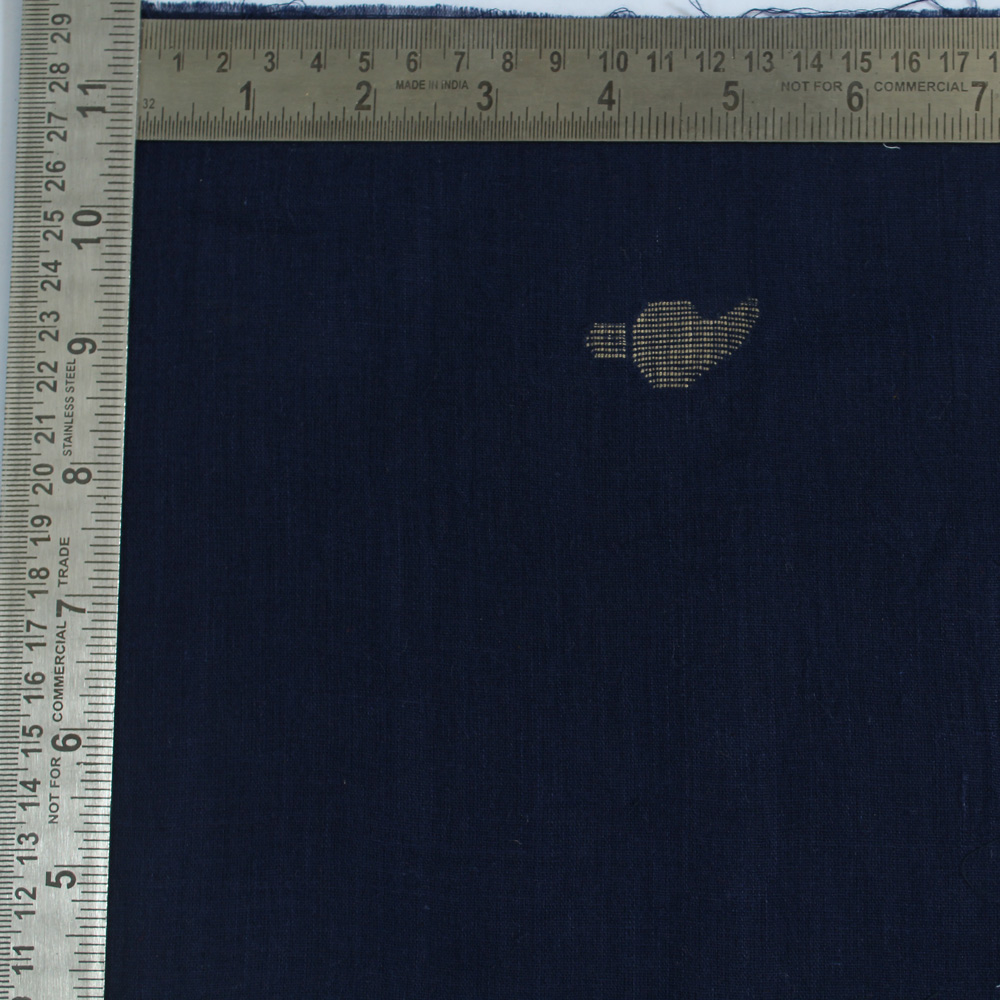 GEOMETRIC MIDNIGHT BLUE JAMDANI PURE COTTON 55 GSM FABRIC