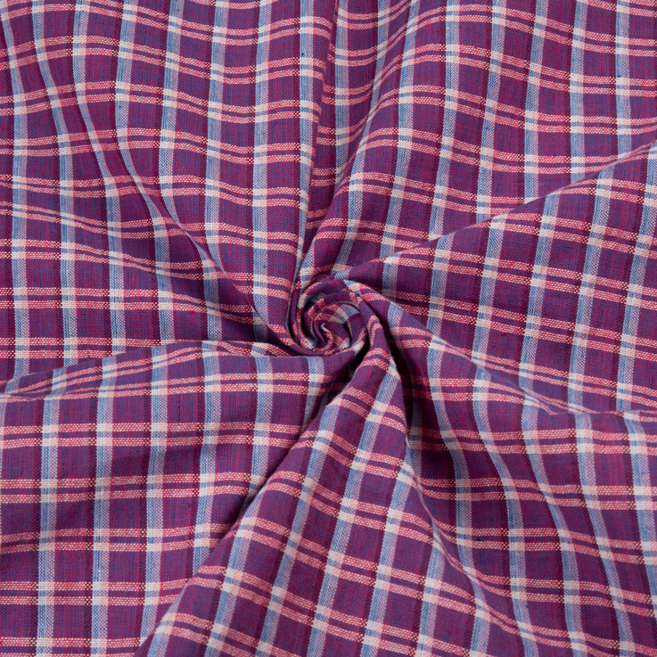 Check Purple Pure Cotton 110 GSM Handwoven Fabric