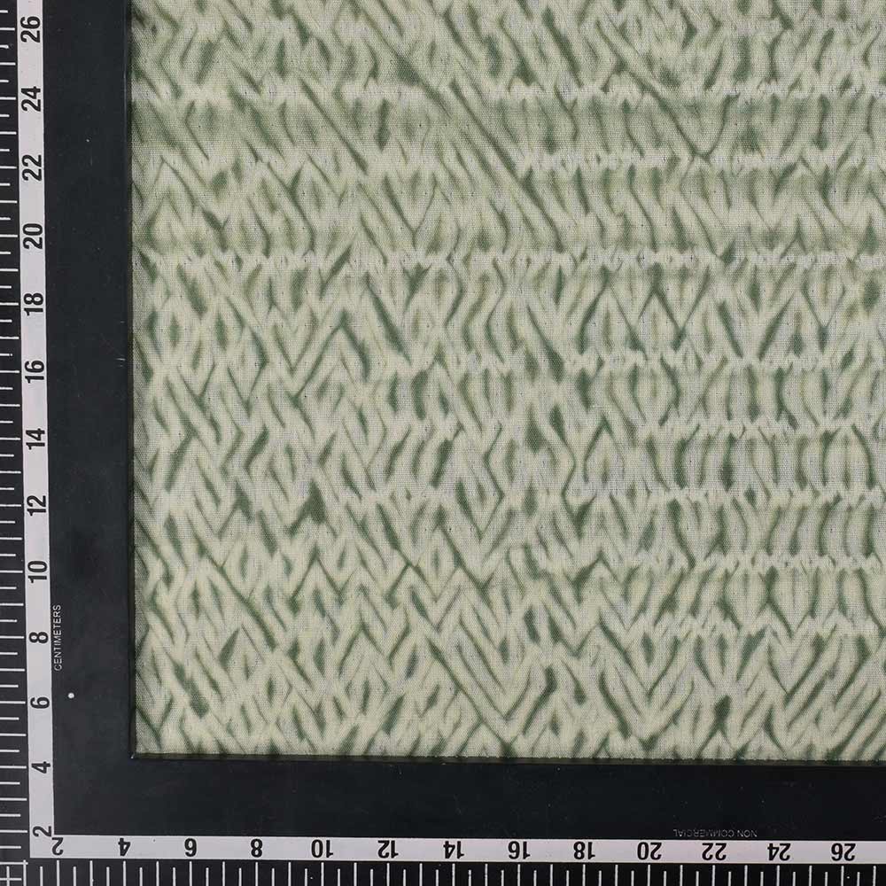 ABSTRACT DARK GREEN & WHITE SHIBORI MERCERISED COTTON 70 GSM FABRIC