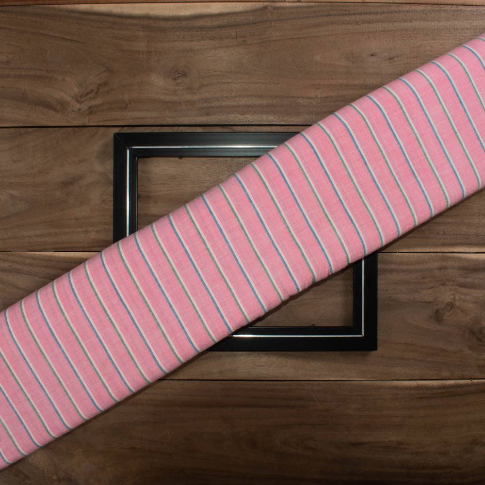 Stripe Multicolor Khadi Cotton 110 GSM Handwoven Fabric