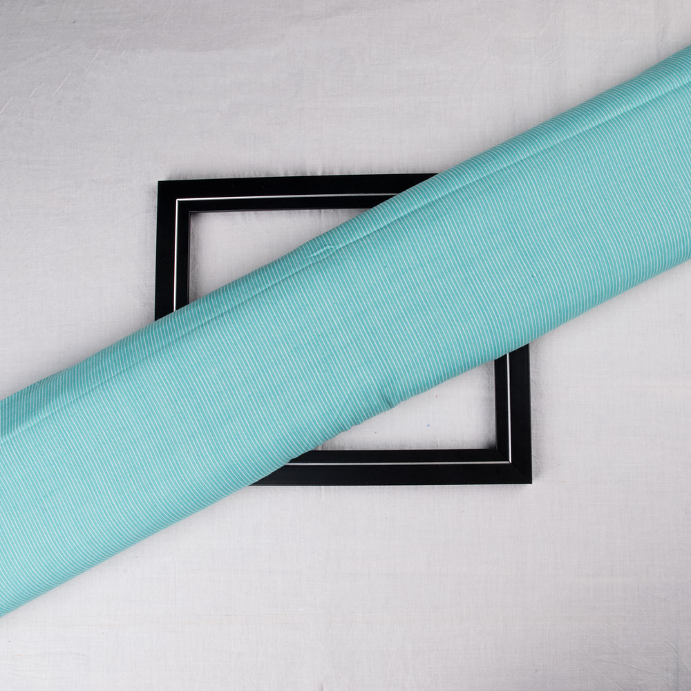 Stripe Blue Pure Cotton 99 GSM Handwoven Fabric