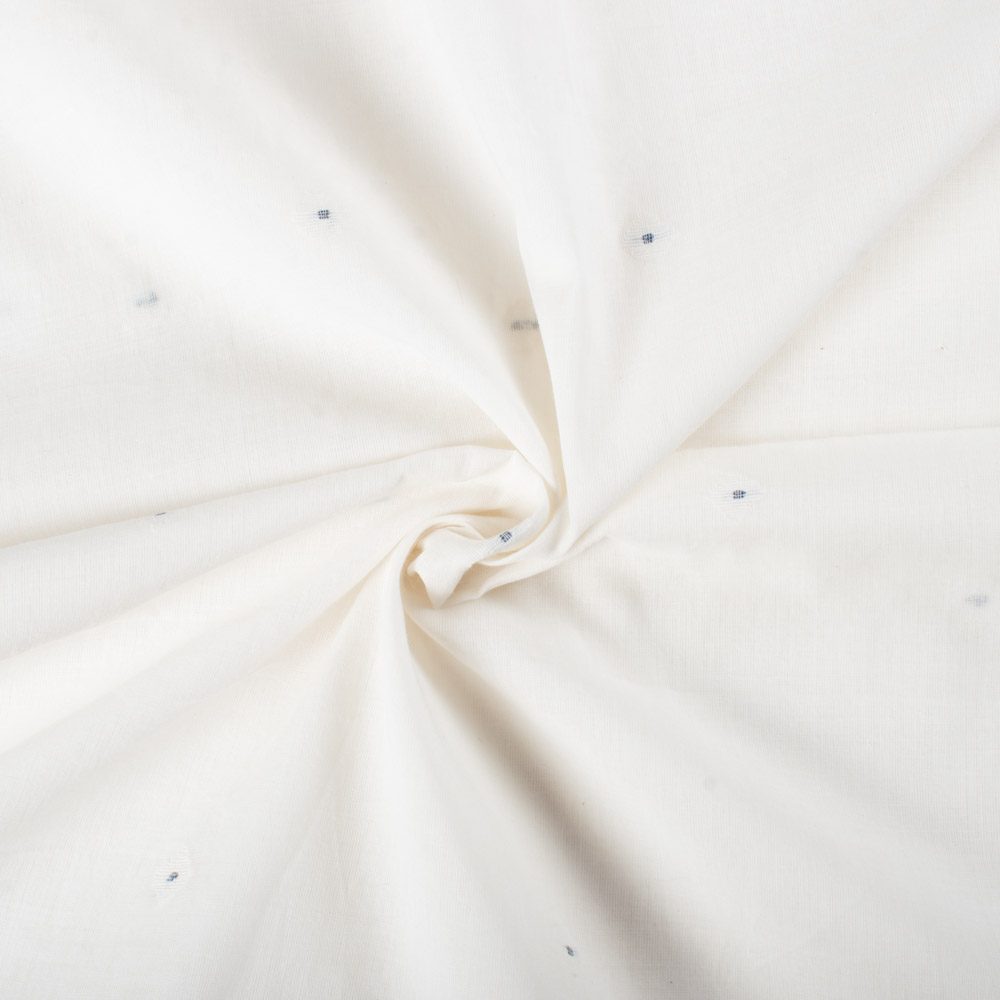 Plain White Pure Cotton 55 GSM Geometric Jamdani Fabric