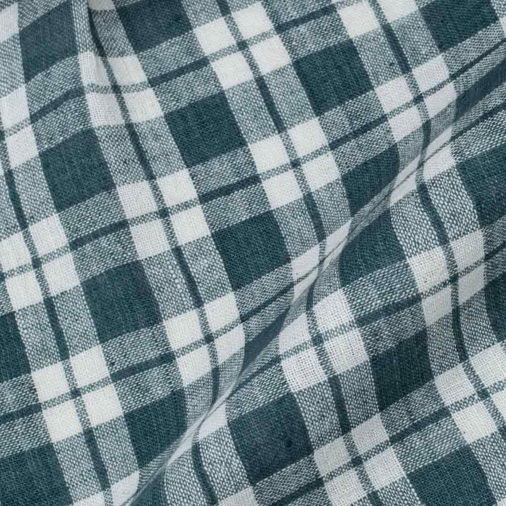CHECK GREEN & WHITE PURE COTTON 105 GSM HANDWOVEN FABRIC