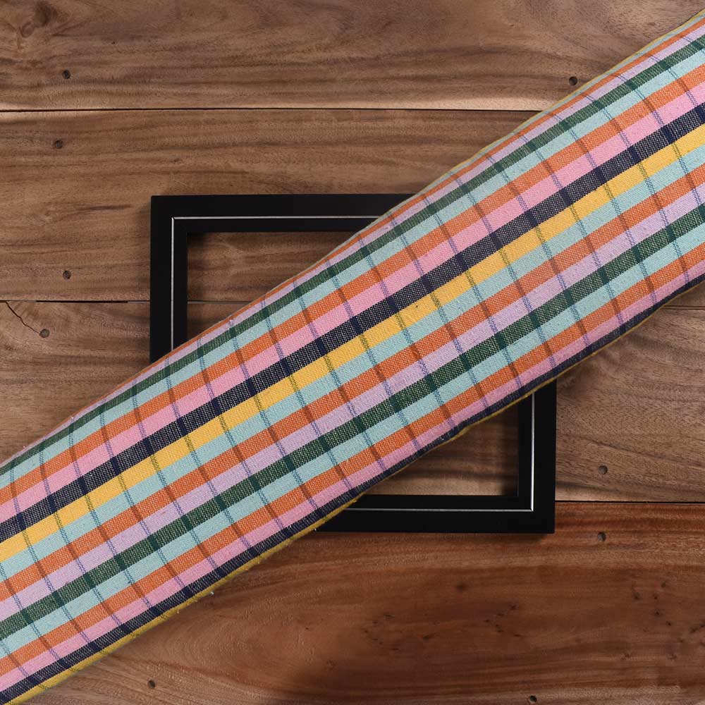 Check Rainbow Cotton Khadi 196 GSM Handwoven Fabric
