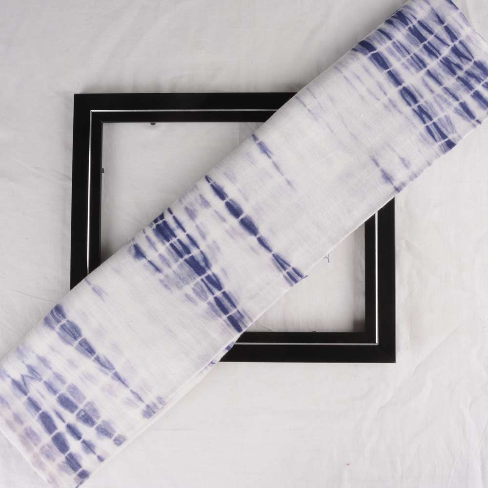 ABSTRACT BLUE TIE DYE KHADI COTTON 110 GSM HANDWOVEN FABRIC