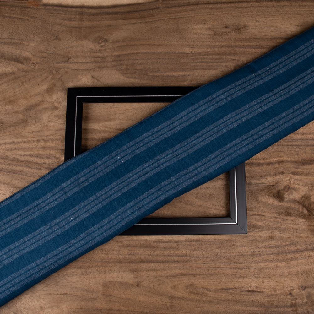 Stripe Denim Twill Navy Pure Cotton 110 GSM Handwoven Fabric
