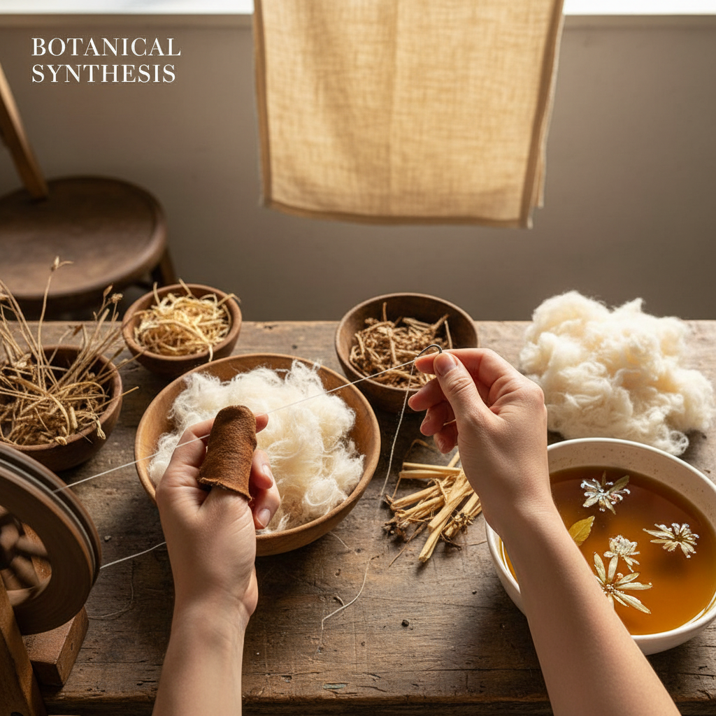 Raw bamboo stalks and flax fibers used to create sustainable bamboo linen fabric for responsible fashion sourcing