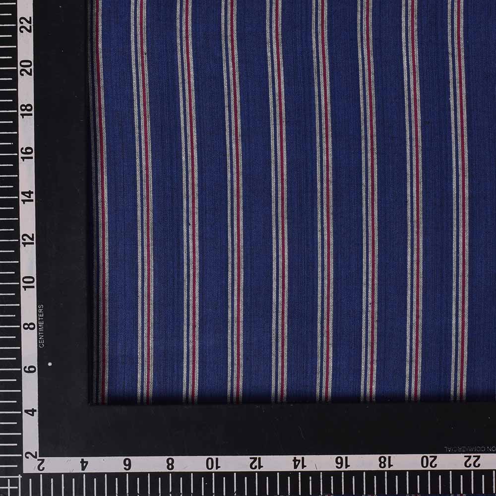 STRIPE DARK BLUE PURE COTTON 87 GSM HANDWOVEN FABRIC