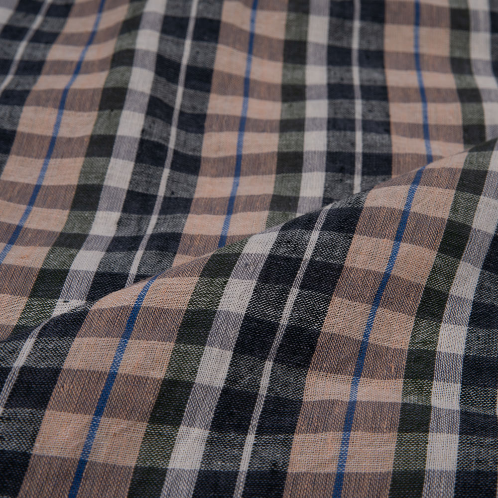 CHECK BROWN & BLACK PURE COTTON 92 GSM HANDWOVEN FABRIC 287