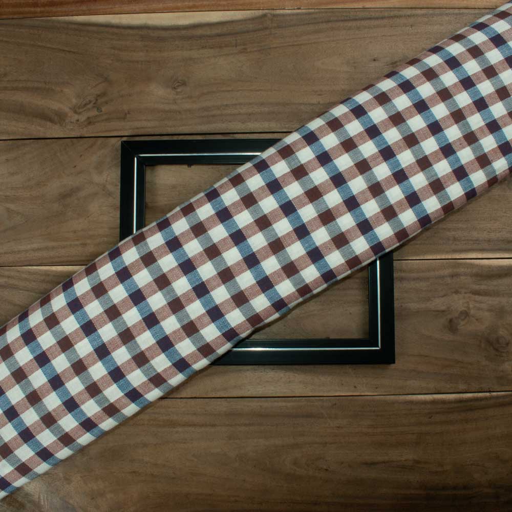 Herringbone Check Multicolor Khadi Cotton 125 GSM Handwoven Fabric 70
