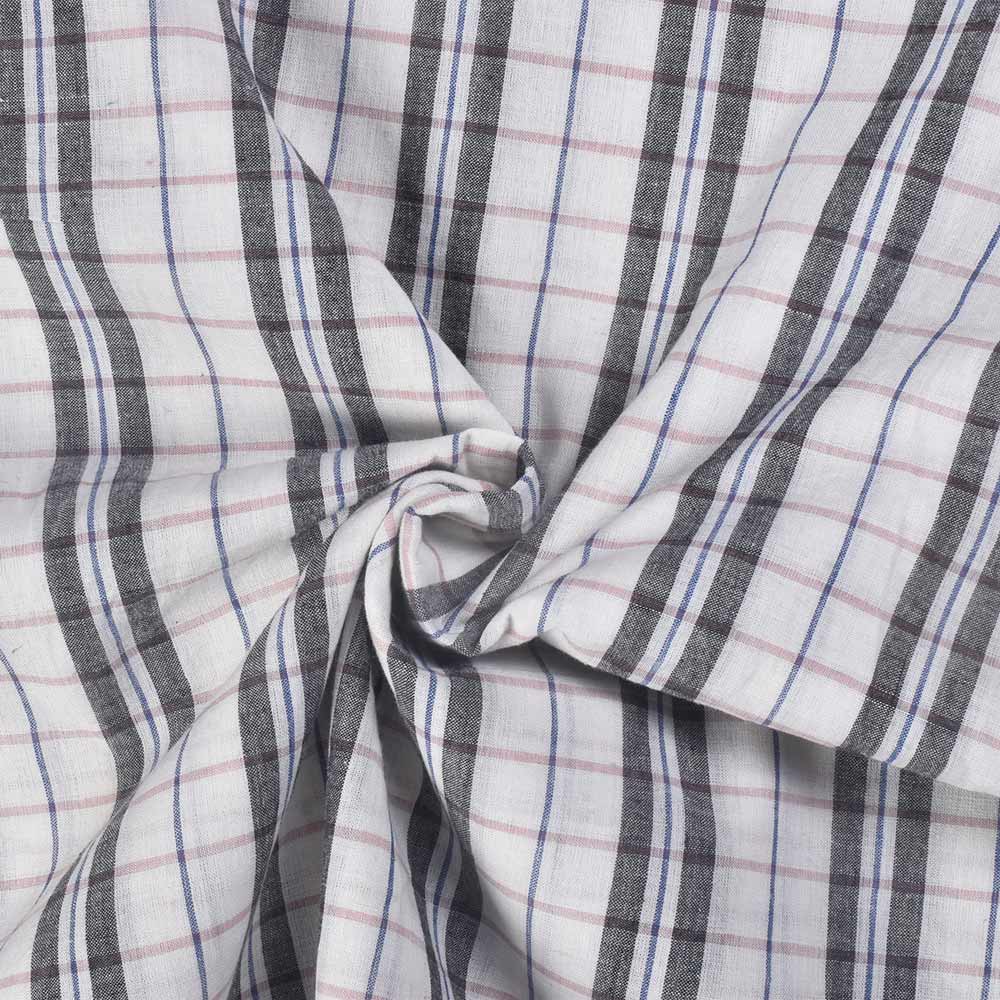 Check Multicolor Pure Cotton 98 GSM Handwoven Fabric 414