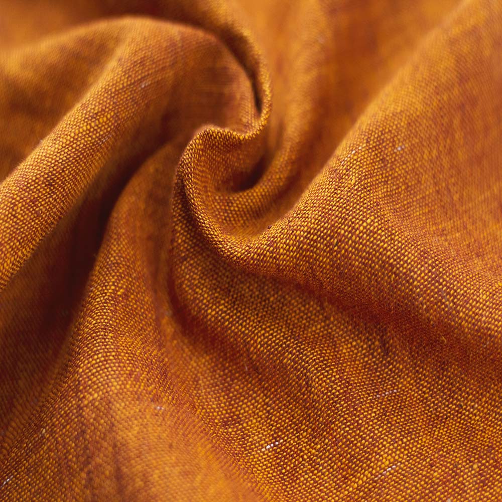 Cross Colour Orange Khadi 122 GSM Fabric - Handspun & Handwoven
