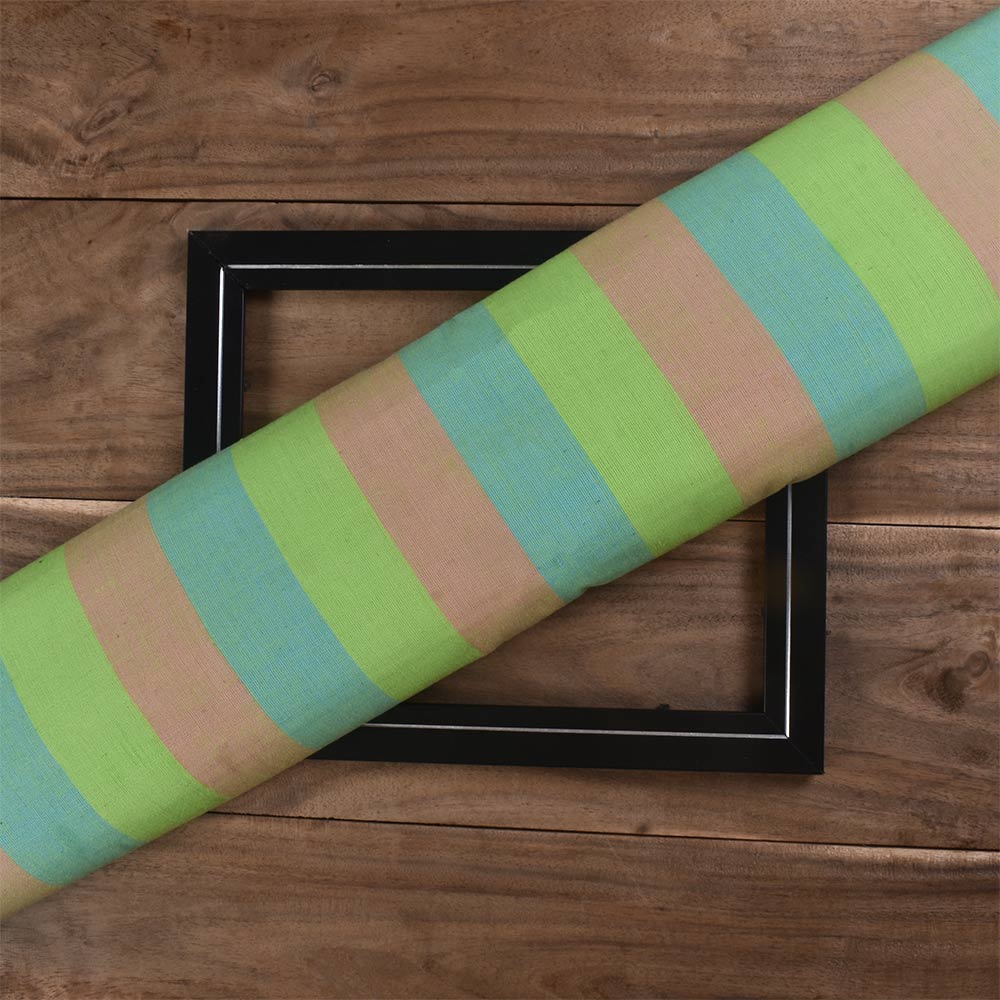 Stripe Multicolor Pure Cotton 98 GSM Handwoven Fabric 257