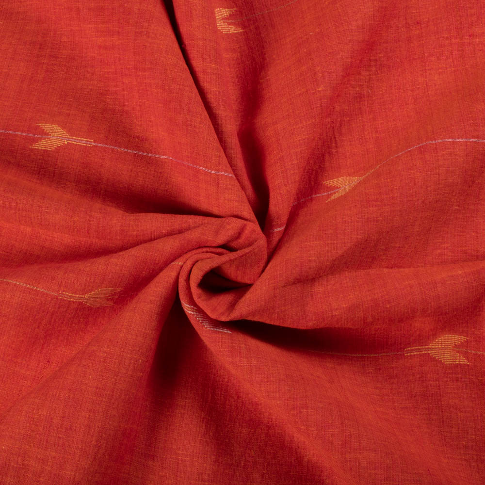 Pure Cotton Orange Jamdani 65 GSM Handwoven Fabric