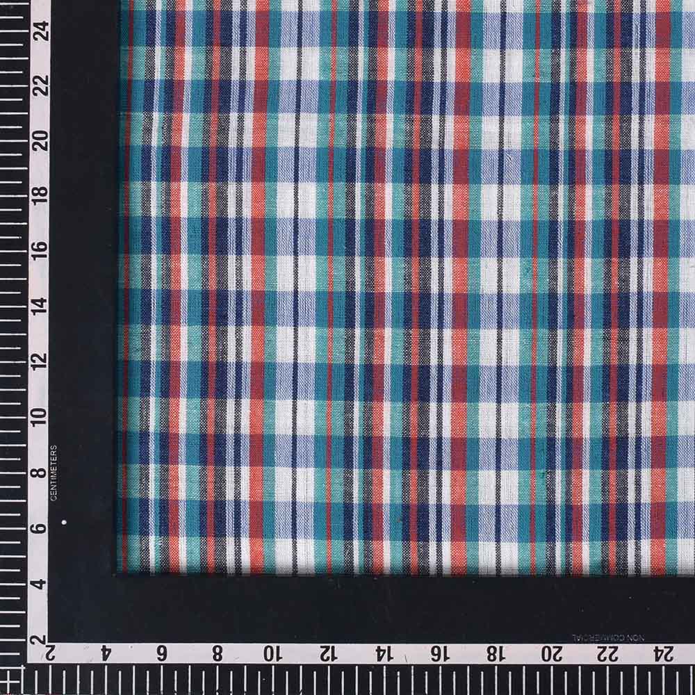 CHECK MULTICOLOUR PURE COTTON 95 GSM HANDWOVEN FABRIC 480