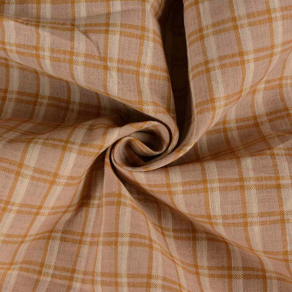 Check Brown Pure Cotton 112 GSM Handwoven Fabric 160