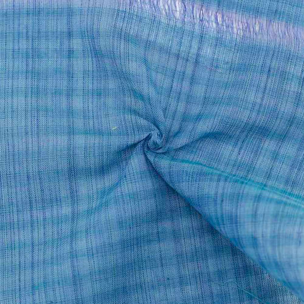 Stripe Blue Pure Cotton 64 GSM Handwoven Fabric C2